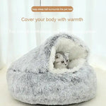 Cozy Green Plush Hooded Pet Bed - Ultra Soft Long Fur Cave Bed for Small Pets 50cm - Pet Care > Cat Supplies > Cat