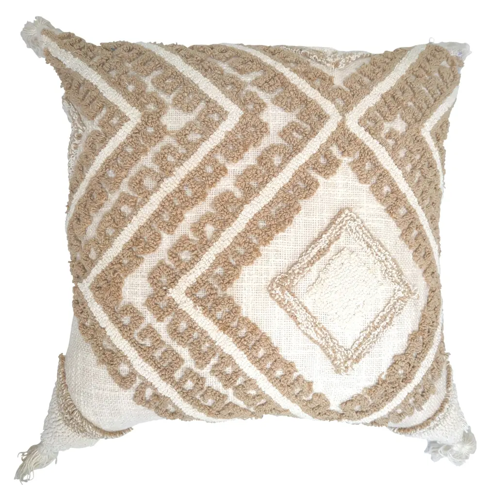 Cream cushion on beige with tufted diamond design 45x45cm - Home & Garden > Decor > Cushions & Throws