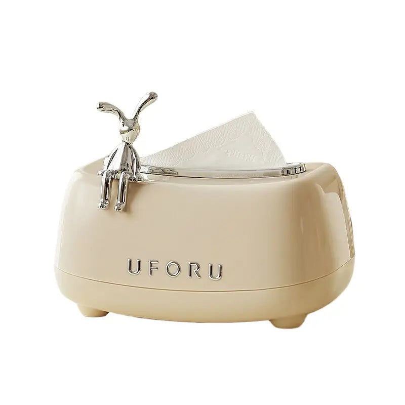 Cream white tissue box + rabbit 21cm * 13.8cm * 11.5cm - Home & Garden > Bathroom Accessories > Toilet Paper Holders