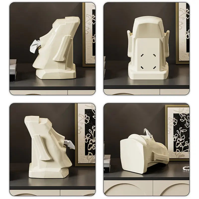 Cream White Versatile Desktop Headphone Stand & Tissue Box (23.5x17x14.5cm) - Home & Garden > Storage > Storage Boxes