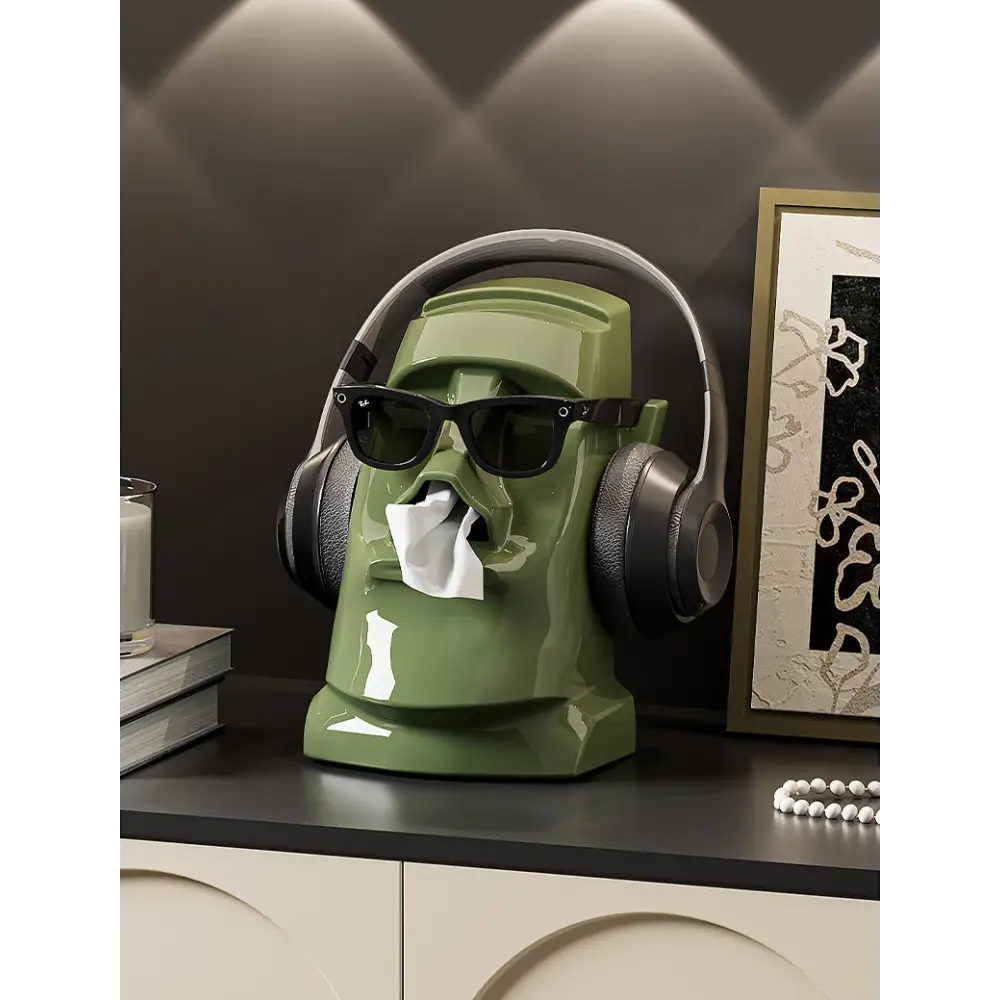 Cream White Versatile Desktop Headphone Stand & Tissue Box (23.5x17x14.5cm) - Home & Garden > Storage > Storage Boxes