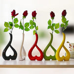 Creative Heart-shaped Ceramic Flower Vase for Home Office or Wedding Decor - Red - Home & Garden > Decor > Vases &