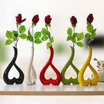 Creative Heart-shaped Ceramic Flower Vase for Home Office or Wedding Decor - Red - Home & Garden > Decor > Vases &