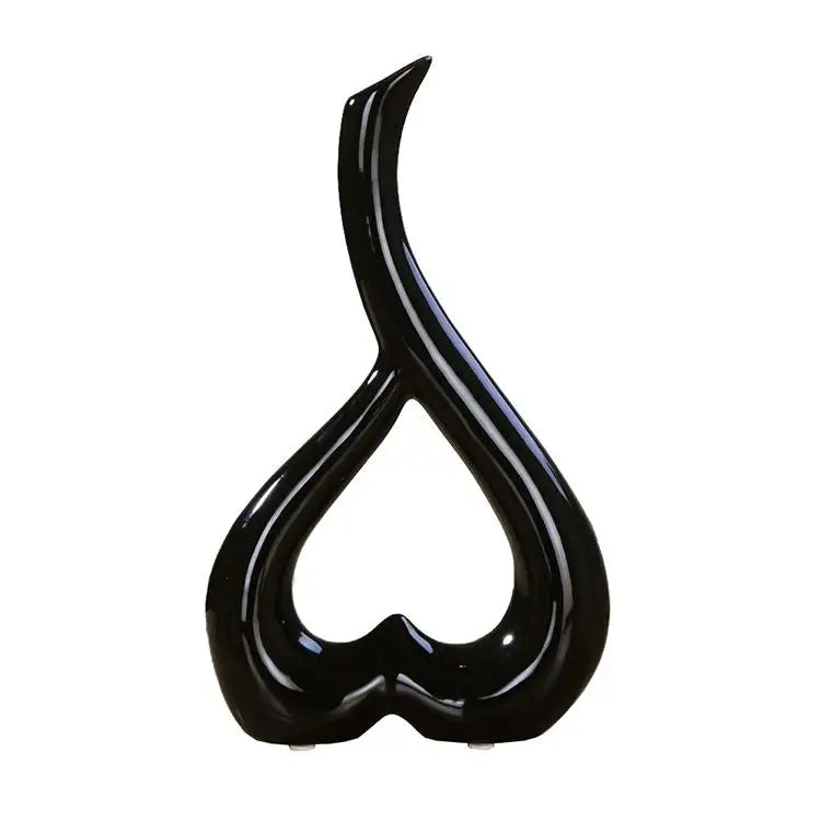 Creative Heart-shaped Ceramic Flower Vase for Home Office or Wedding Decor - Black - Home & Garden > Decor > Vases &
