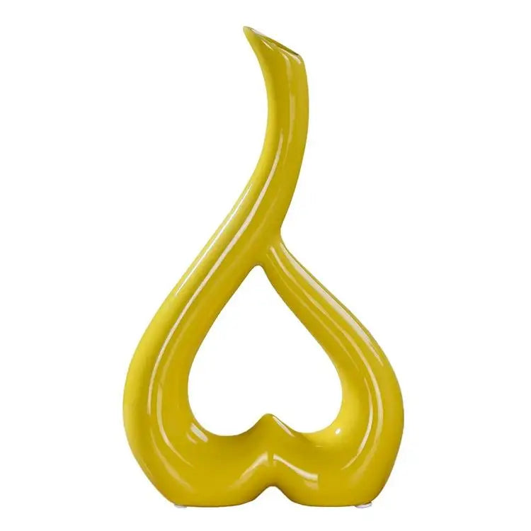 Creative Heart-shaped Ceramic Flower Vase for Home Office or Wedding Decor - Red - Home & Garden > Decor > Vases &