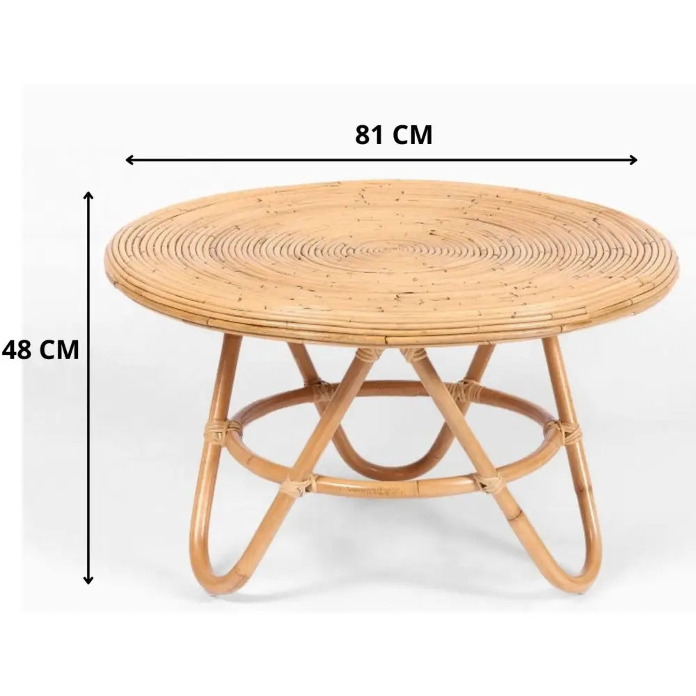 Crocus Rattan Round Coffee Table 80cm - Natural - Furniture > Living Room