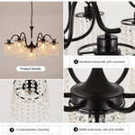 Crystal Chandelier Industrial Farmhouse Black - Home & Garden > Lighting