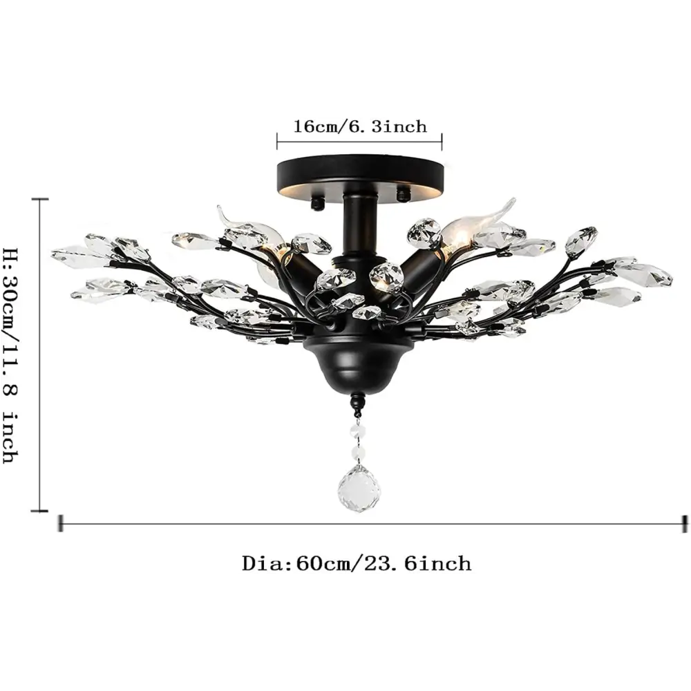 Crystal Chandelier LED Ceiling Light 4 lights Black - Home & Garden > Lighting