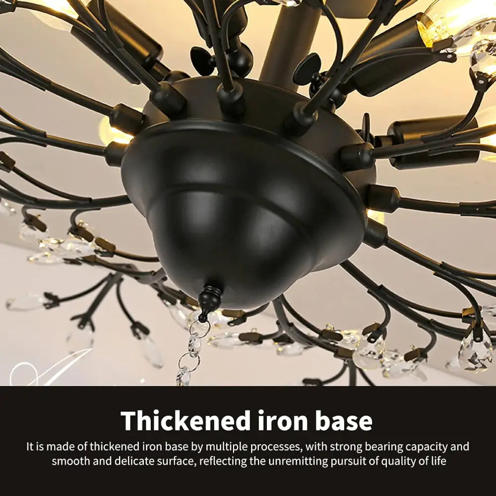 Crystal Chandelier LED Ceiling Light 4 lights Black - Home & Garden > Lighting