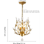 Crystal Chandelier Vintage 3 Lights Gold - Home & Garden > Lighting