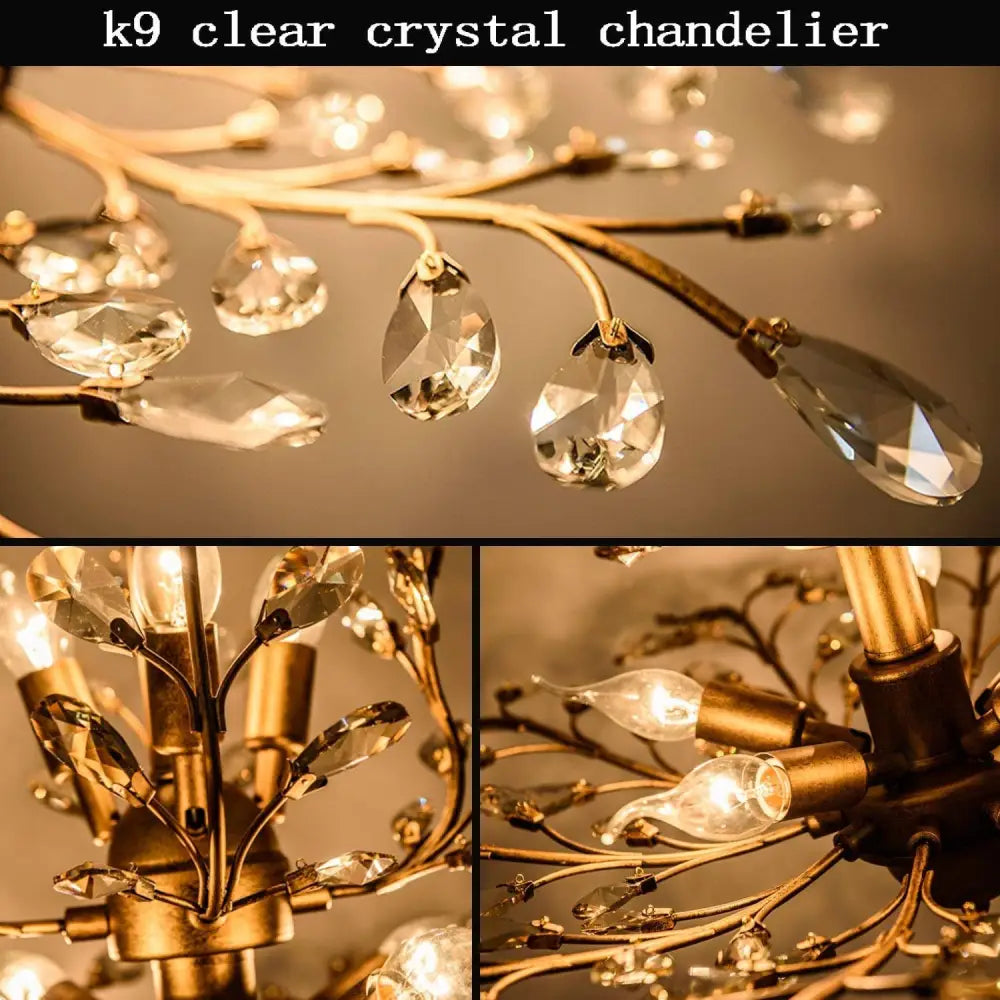 Crystal Chandelier Vintage 3 Lights Gold - Home & Garden > Lighting