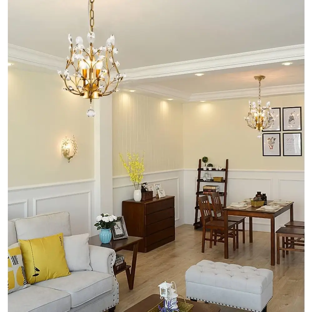 Crystal Chandelier Vintage 3 Lights Gold - Home & Garden > Lighting