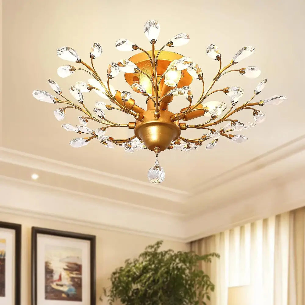 Crystal Chandelier Vintage 4 Lights Gold - Home & Garden > Lighting