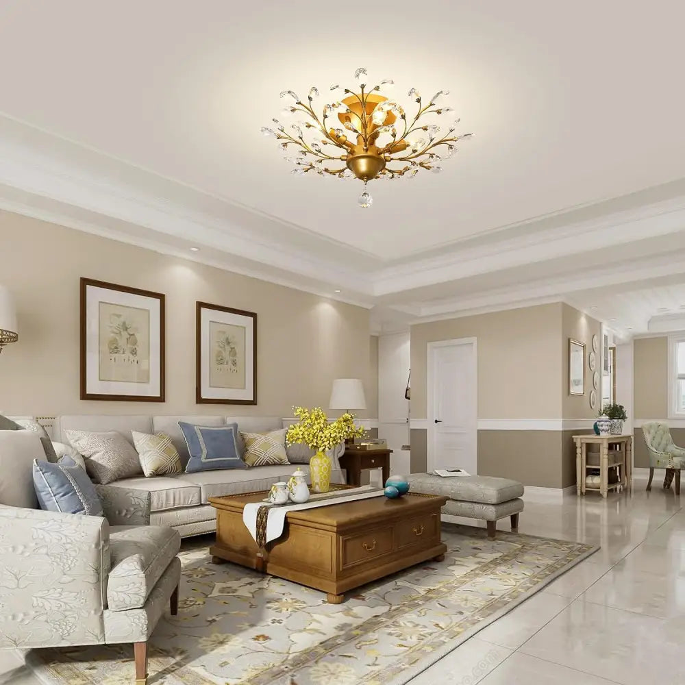 Crystal Chandelier Vintage 4 Lights Gold - Home & Garden > Lighting