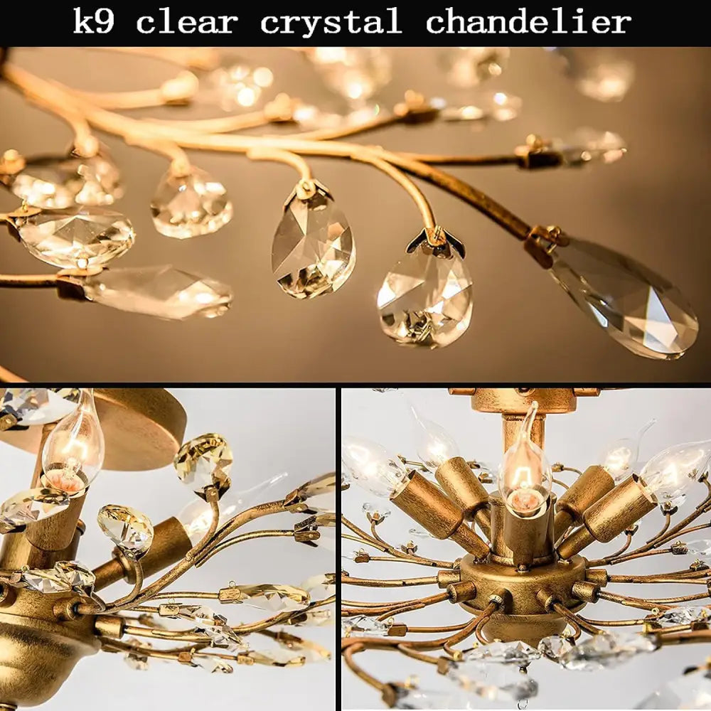 Crystal Chandelier Vintage 5 Lights Gold - Home & Garden > Lighting