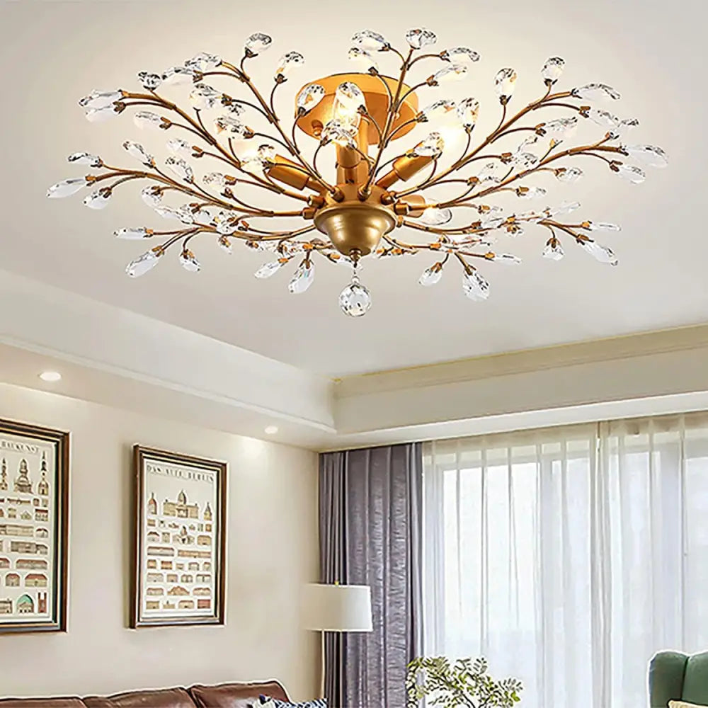 Crystal Chandelier Vintage 5 Lights Gold - Home & Garden > Lighting