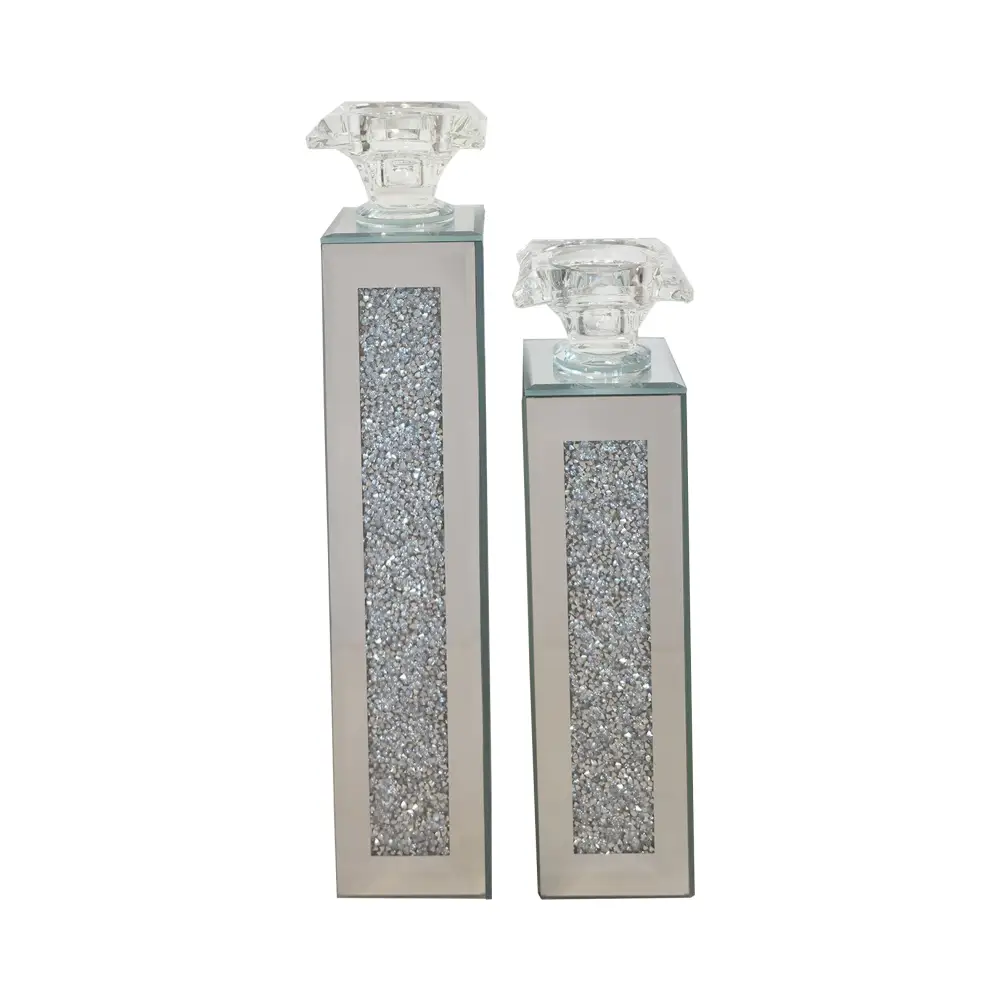 Crystal Crushed Candle Holder - Set of 2 - Home & Garden > Decor > Vases & Table Decor