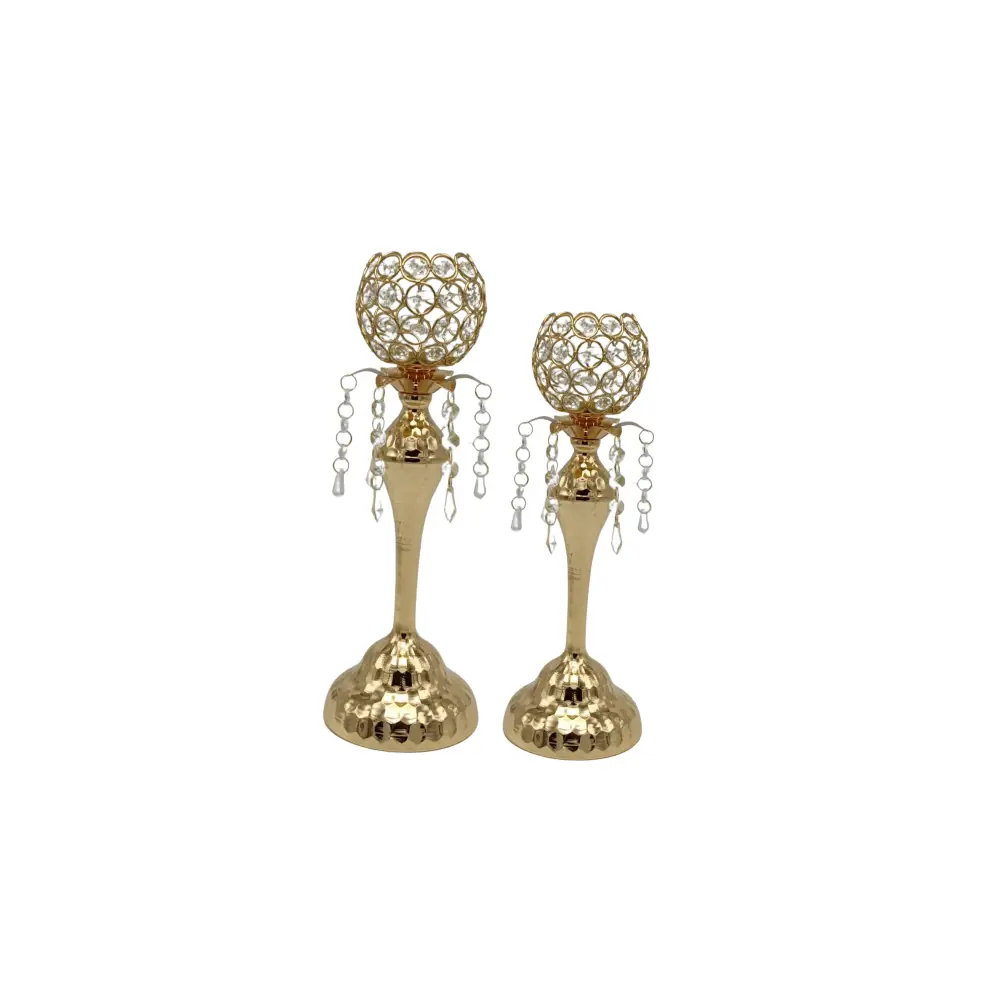Crystal Gold Ball Candle Holder -Set of 2 - Home & Garden > Decor > Vases & Table Decor
