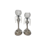 Crystal Silver Ball Candle Holder -Set of 2 - Home & Garden > Decor > Vases & Table Decor