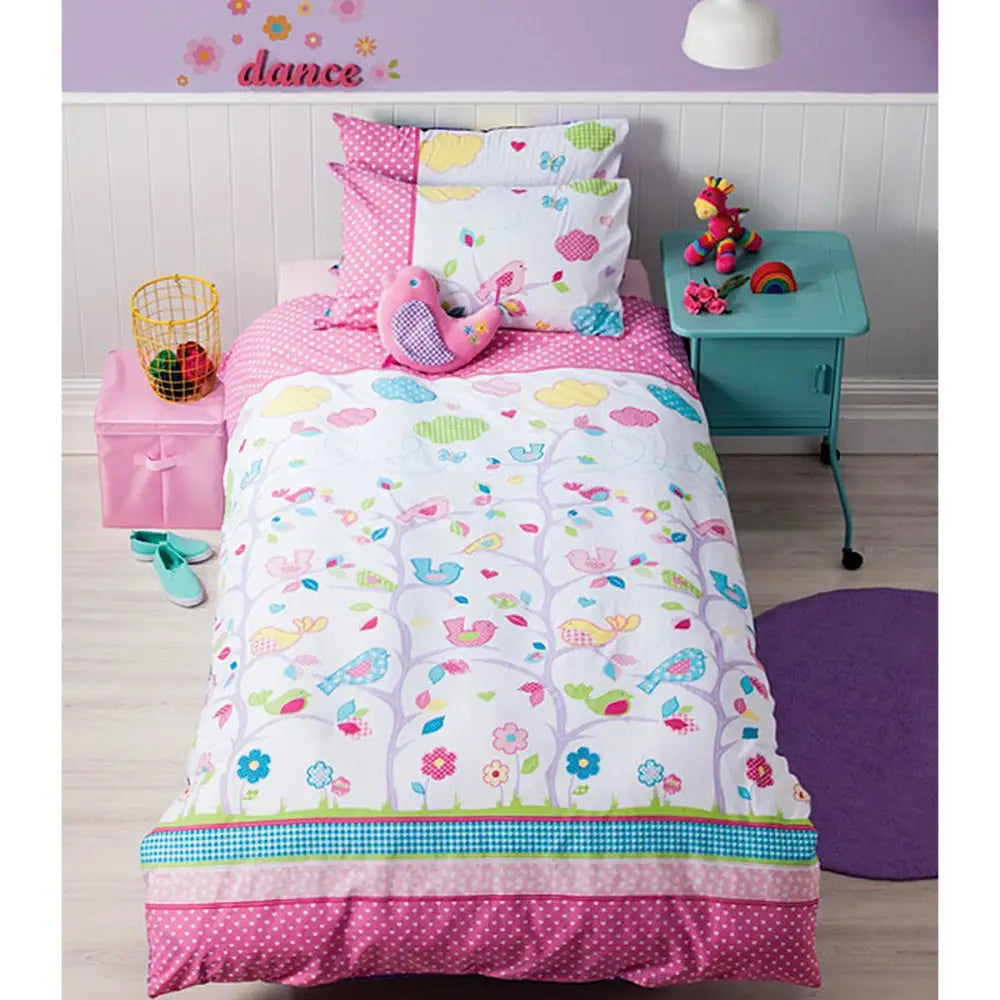 Cubby House Reversible Birdie Tree Quilt Cover Set Single - Home & Garden > Decor > Garden Ornaments