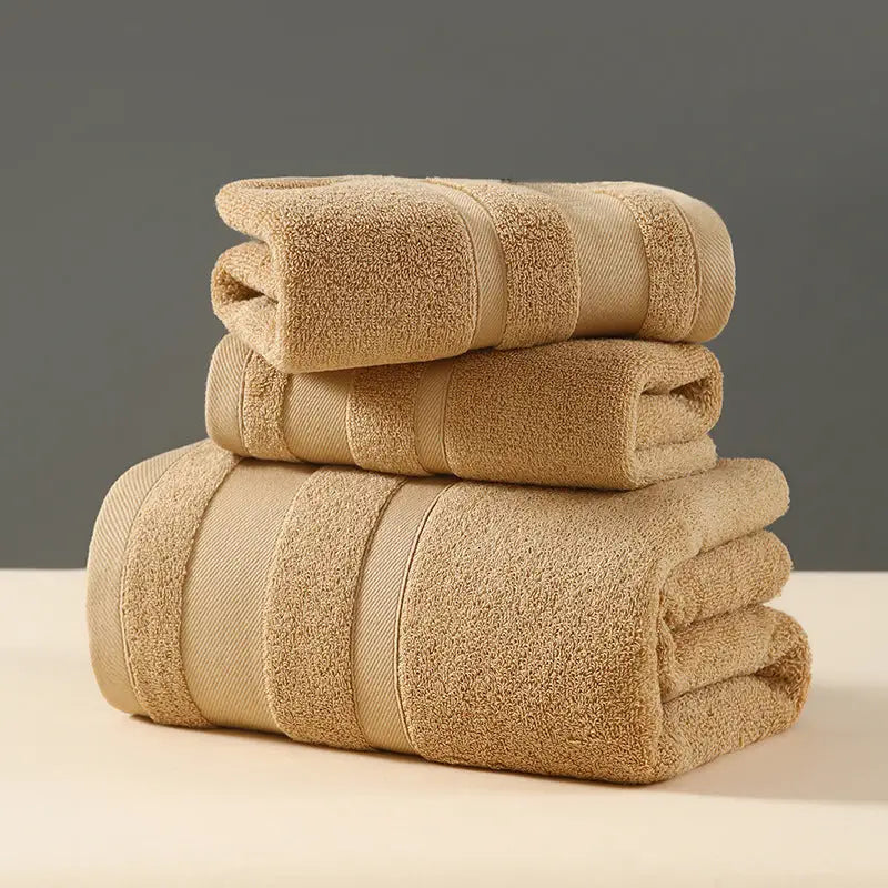 Curry Luxury 3-Piece 100% Cotton Towel Set - Bath Hand & Face Towels - Home & Garden > Bathroom Accessories > Bath