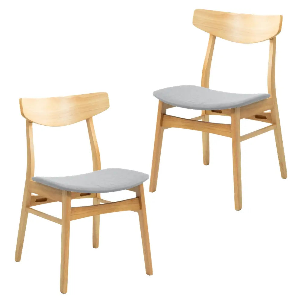Cusco 2pc Set Dining Chair Fabric Seat Scandinavian Style Solid Rubberwood - Furniture > Dining