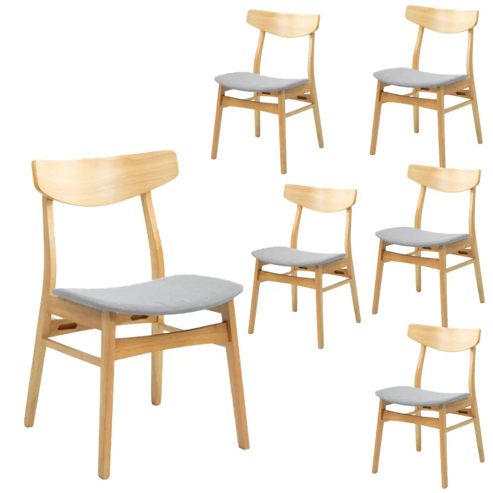 Cusco 6pc Set Dining Chair Fabric Seat Scandinavian Style Solid Rubberwood - Furniture > Dining
