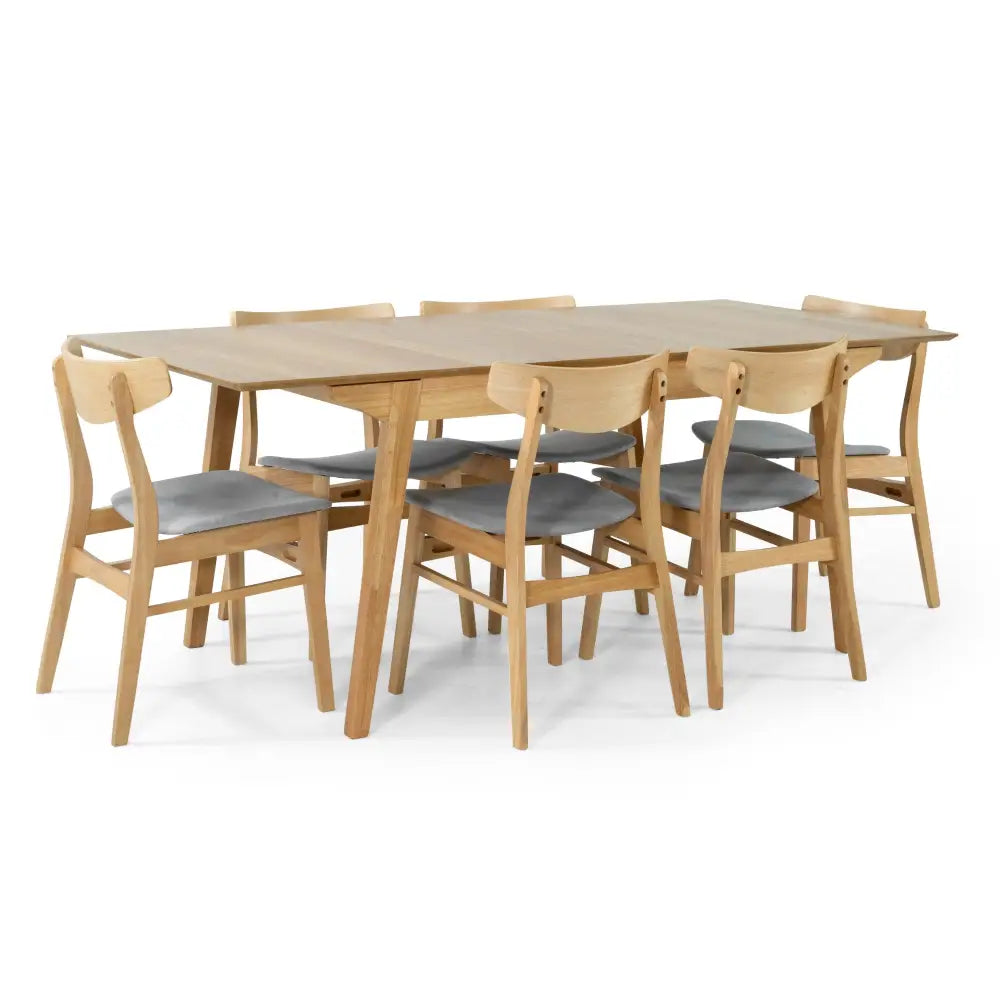 Cusco 7pc Set Dining Set 150 - 190cm Extendable Table 6 Chair Scandinavian Style - Furniture > Dining