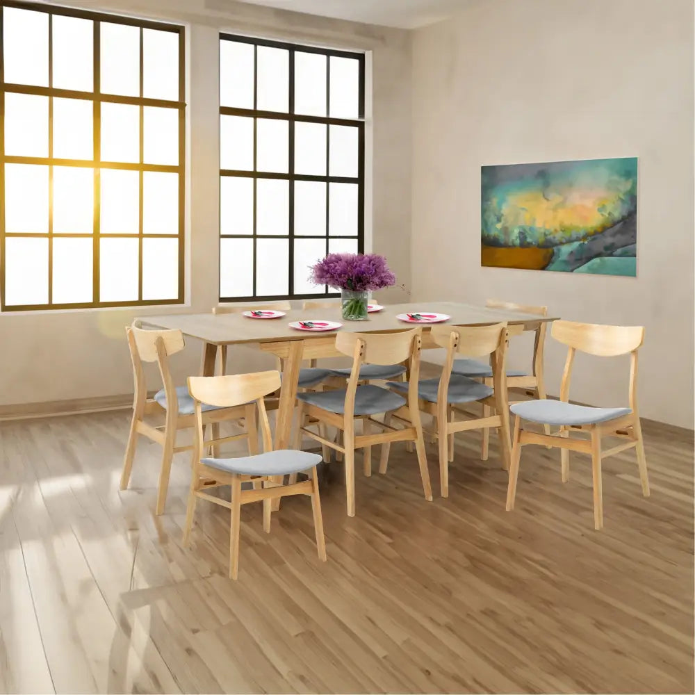 Cusco 9pc Set Dining Set 150 - 190cm Extendable Table 8 Chair Scandinavian Style - Furniture > Dining
