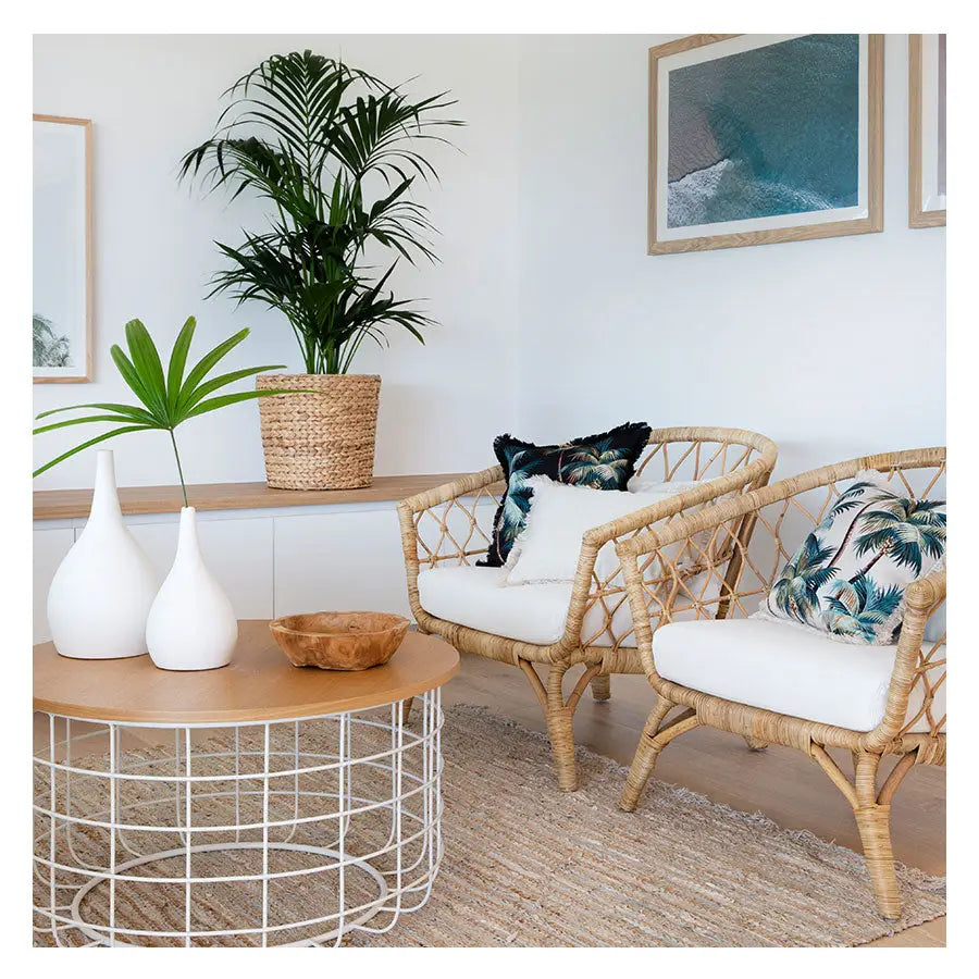 Cushion Cover-Coastal Fringe Natural-Palm Trees Natural-45cm x 45cm - Home & Garden > Bedding