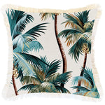 Cushion Cover-Coastal Fringe Natural-Palm Trees Natural-45cm x 45cm - Home & Garden > Bedding