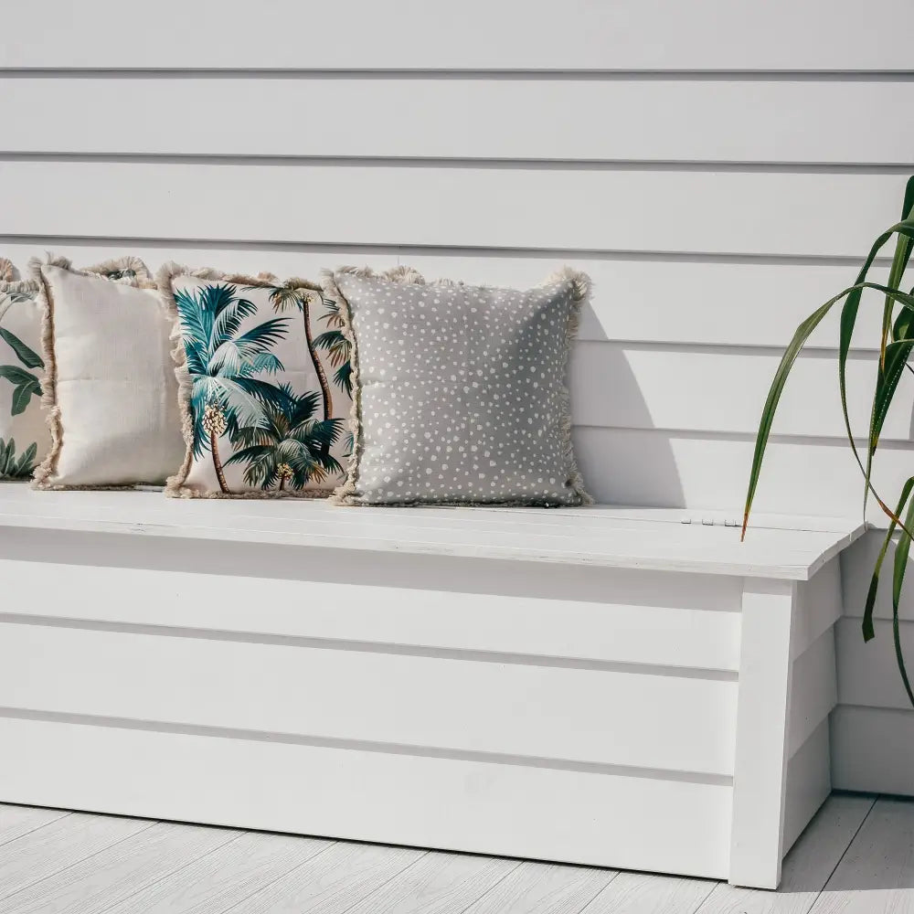 Cushion Cover-Coastal Fringe Natural-Palm Trees Natural-45cm x 45cm - Home & Garden > Bedding