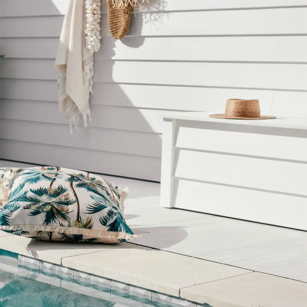 Cushion Cover-Coastal Fringe Natural-Palm Trees Natural-60cm x 60cm - Home & Garden > Bedding