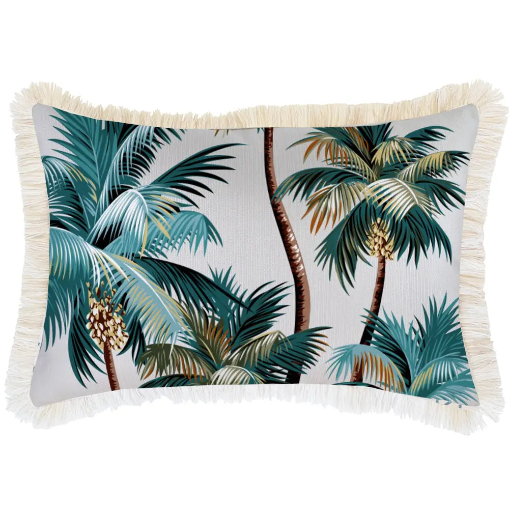 Cushion Cover-Coastal Fringe Natural-Palm Trees White-35cm x 50cm - Home & Garden > Bedding