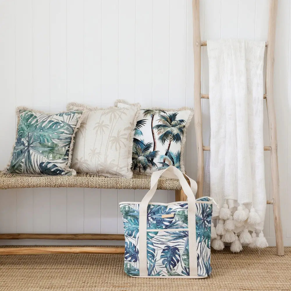 Cushion Cover-Coastal Fringe Natural-Palm Trees White-45cm x 45cm - Home & Garden > Bedding
