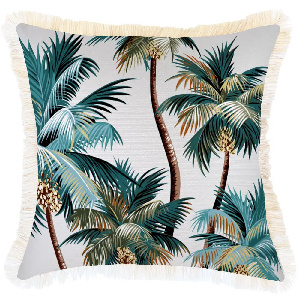 Cushion Cover-Coastal Fringe Natural-Palm Trees White-45cm x 45cm - Home & Garden > Bedding
