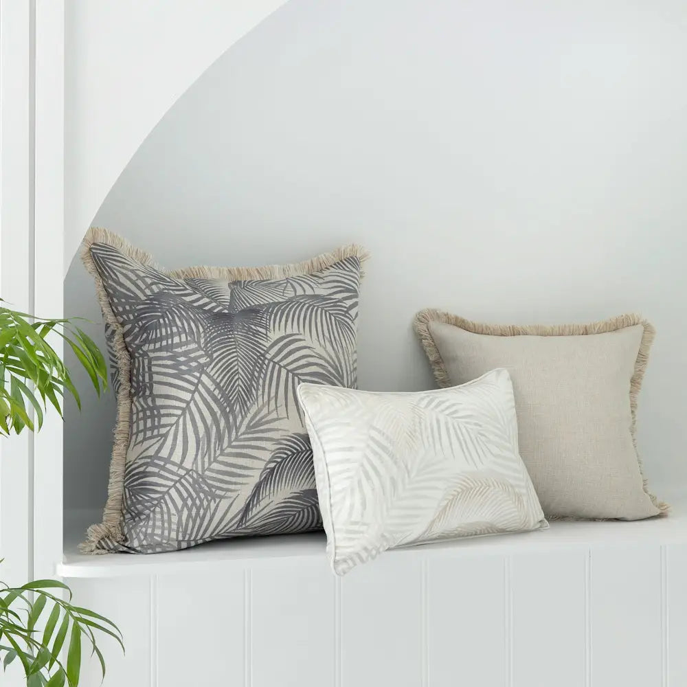 Cushion Cover-Coastal Fringe Natural-Seminyak Smoke-60cm x 60cm - Home & Garden > Bedding