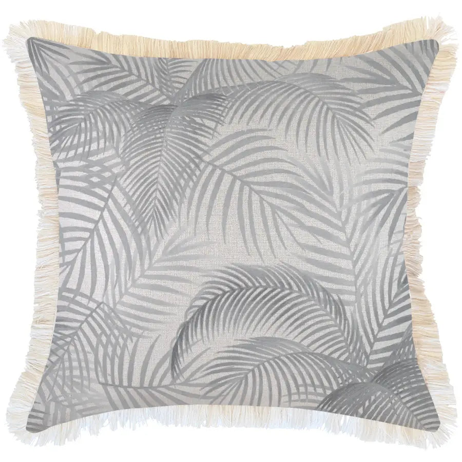 Cushion Cover-Coastal Fringe Natural-Seminyak Smoke-60cm x 60cm - Home & Garden > Bedding