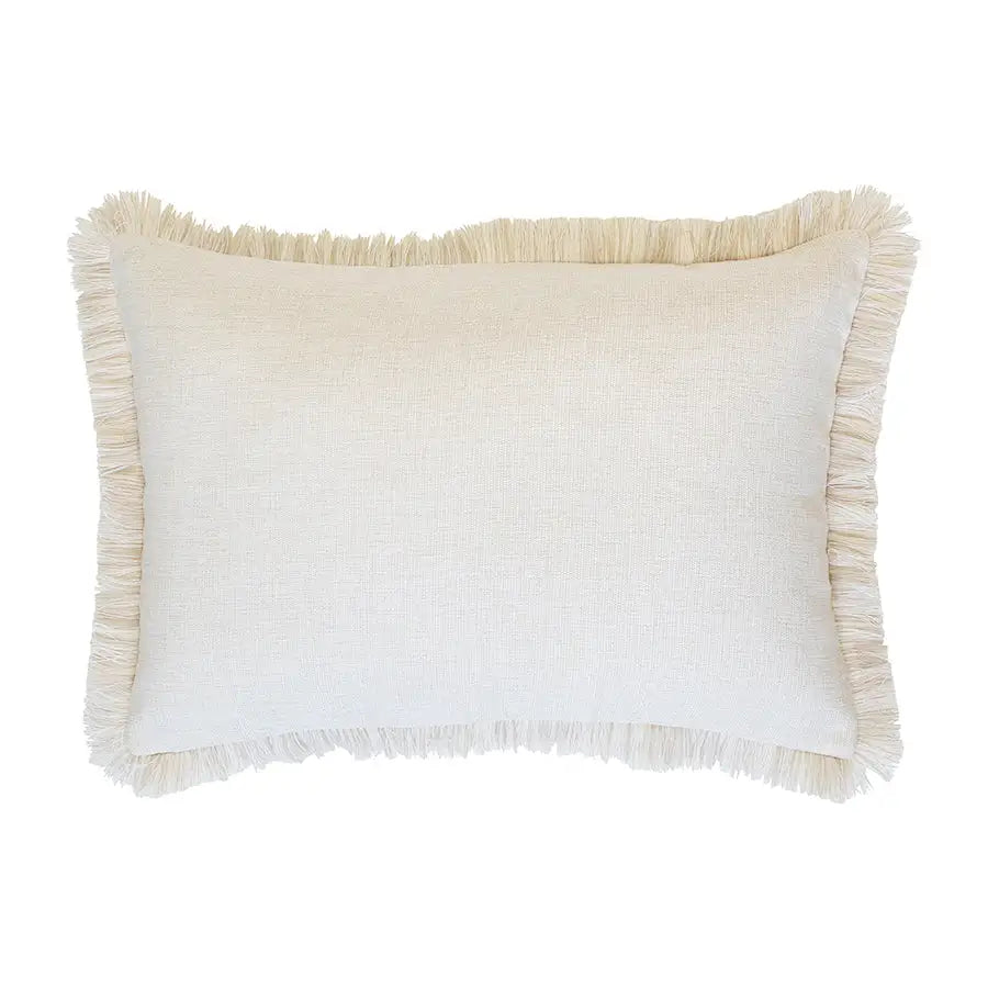 Cushion Cover-Coastal Fringe Natural-Solid Natural-35cm x 50cm - Home & Garden > Bedding