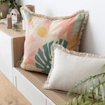 Cushion Cover-Coastal Fringe Natural-Solid Natural-35cm x 50cm - Home & Garden > Bedding