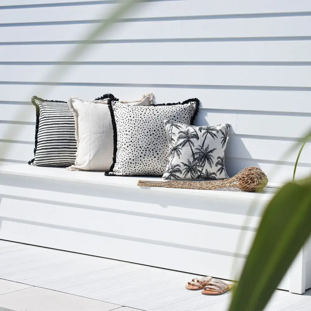 Cushion Cover-Coastal Fringe Natural-Solid Natural-60cm x 60cm - Home & Garden > Bedding