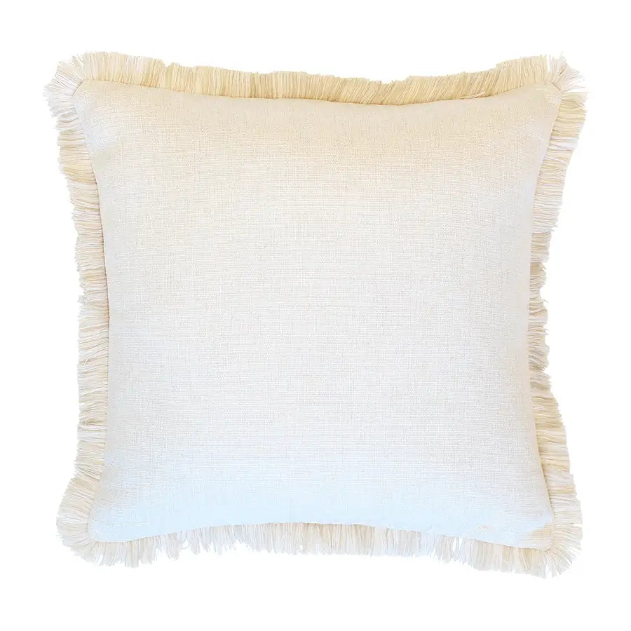Cushion Cover-Coastal Fringe Natural-Solid Natural-60cm x 60cm - Home & Garden > Bedding