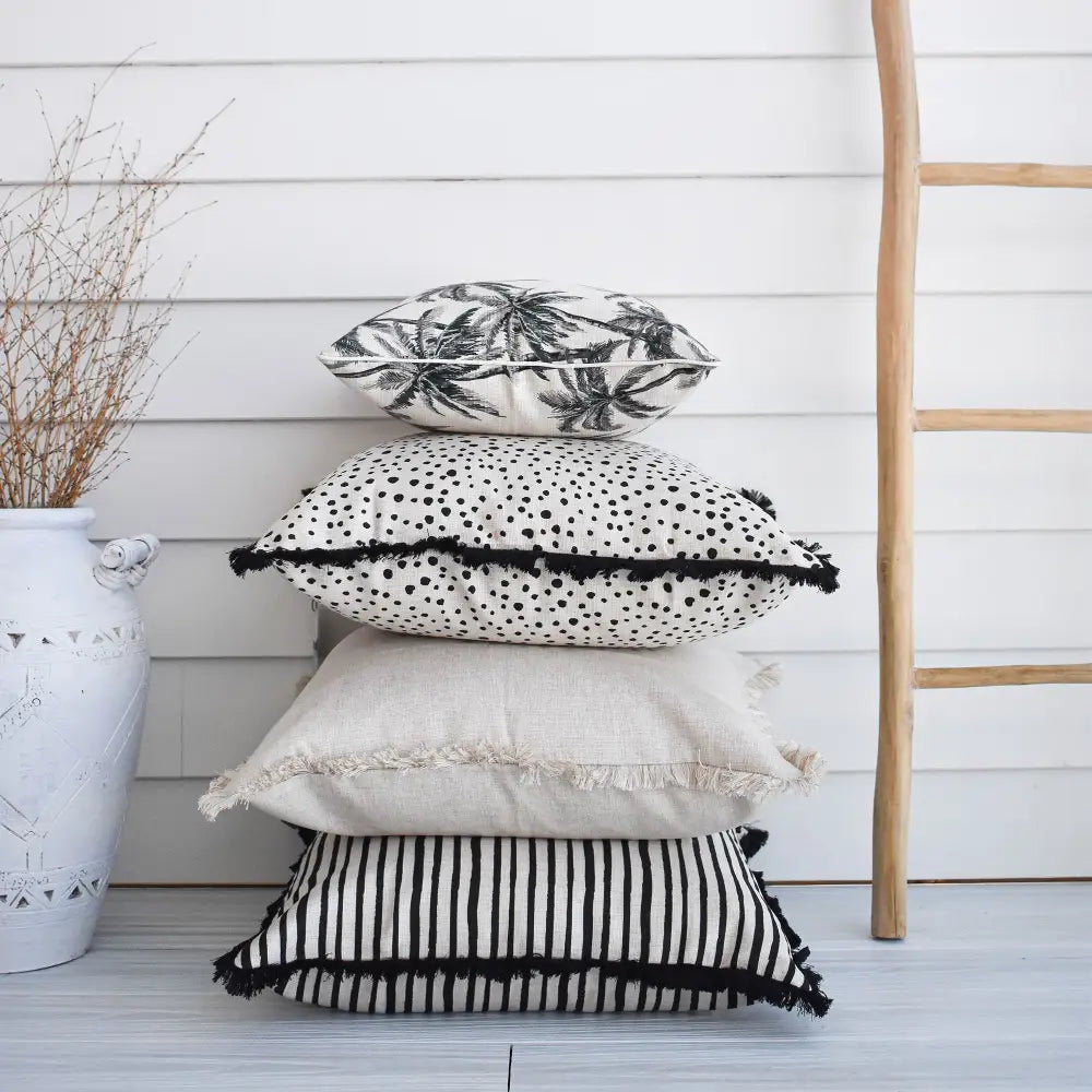 Cushion Cover-Coastal Fringe Natural-Solid Natural-60cm x 60cm - Home & Garden > Bedding