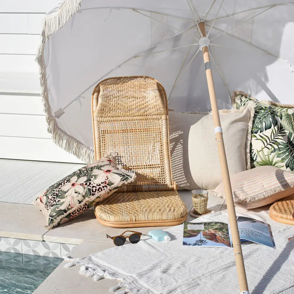Cushion Cover-Coastal Fringe Natural-Solid Natural-60cm x 60cm - Home & Garden > Bedding