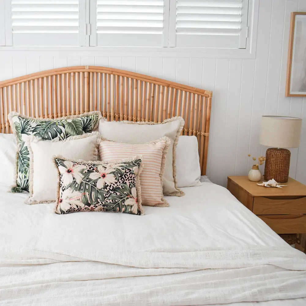 Cushion Cover-Coastal Fringe Natural-Solid Natural-60cm x 60cm - Home & Garden > Bedding