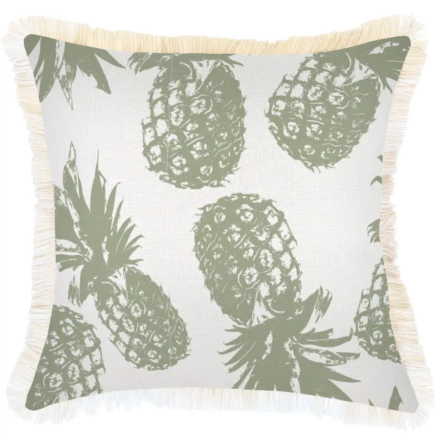 Cushion Cover-Coastal Fringe-Pineapples Sage-45cm x 45cm - Home & Garden > Bedding