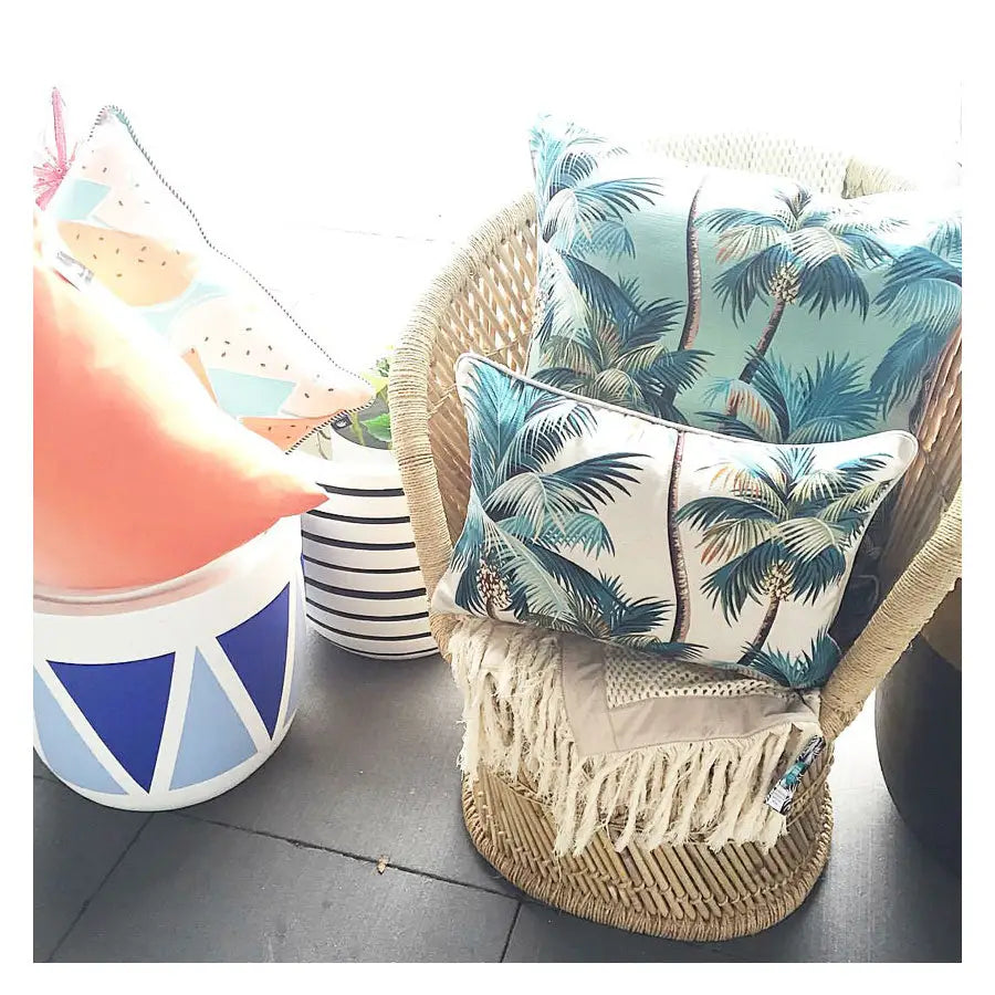 Cushion Cover-With Piping-Palm Trees Lagoon-60cm x 60cm - Home & Garden > Bedding