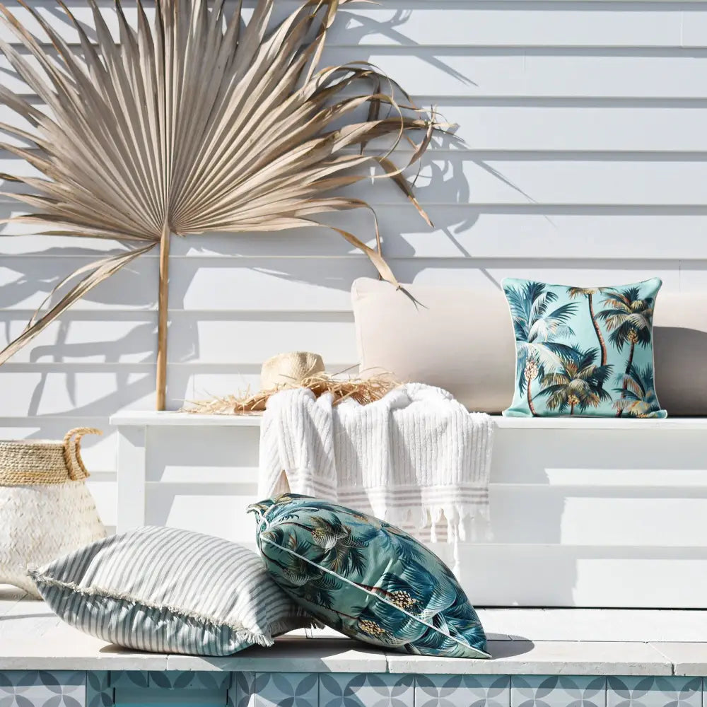 Cushion Cover-With Piping-Palm Trees Lagoon-60cm x 60cm - Home & Garden > Bedding