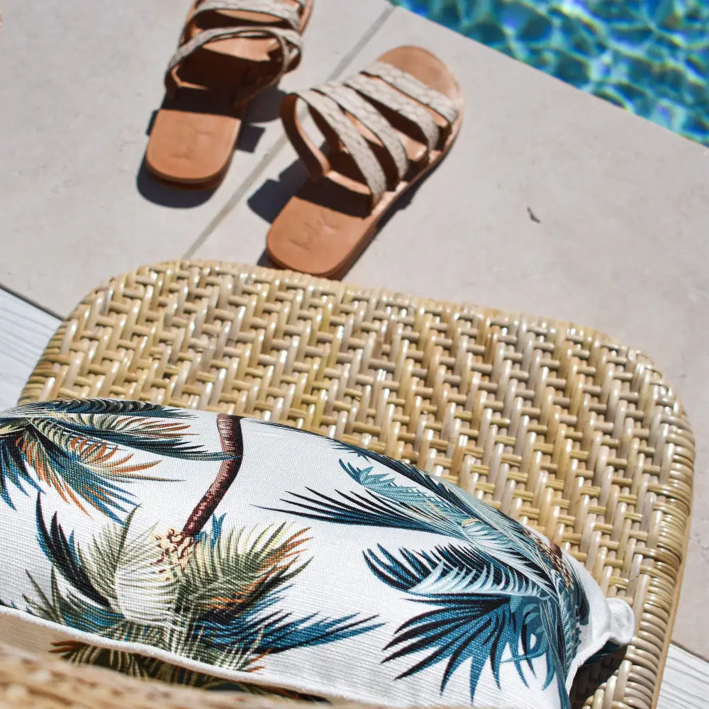 Cushion Cover-With Piping-Palm Trees White-35cm x 50cm - Home & Garden > Bedding