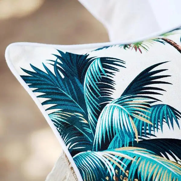 Cushion Cover-With Piping-Palm Trees White-35cm x 50cm - Home & Garden > Bedding